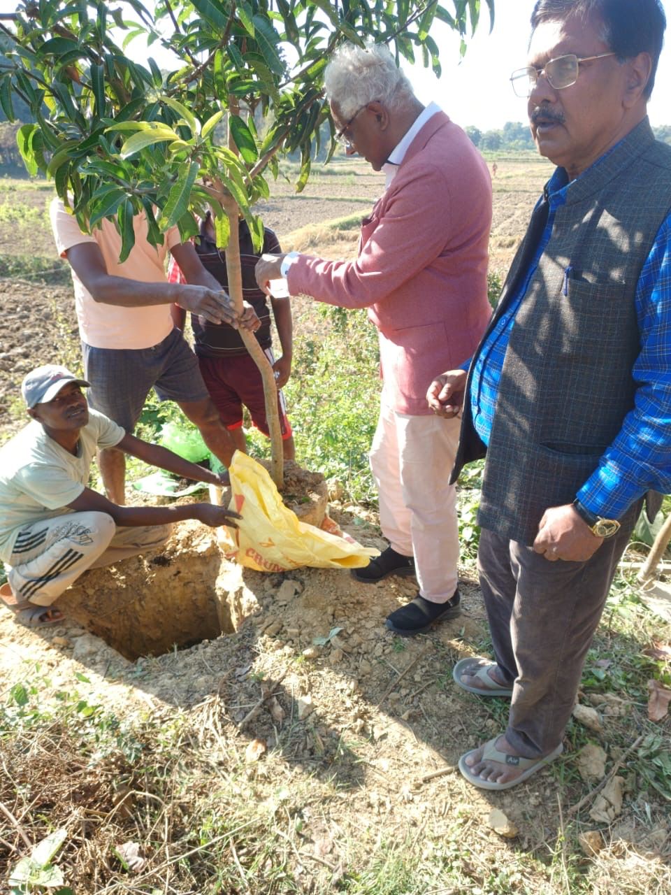 Prof. Choenni overseeing the planting with farm workers