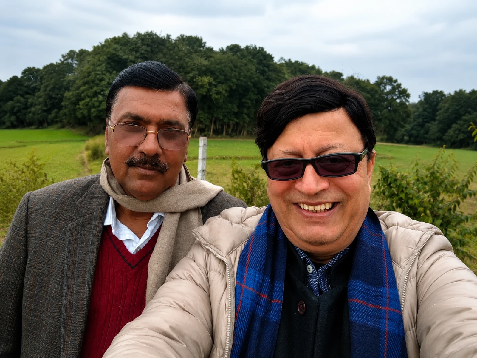 Shri Ajit Kumar Jha with host Shri Binod Kumar Singh during their visit to Mithila Meadows